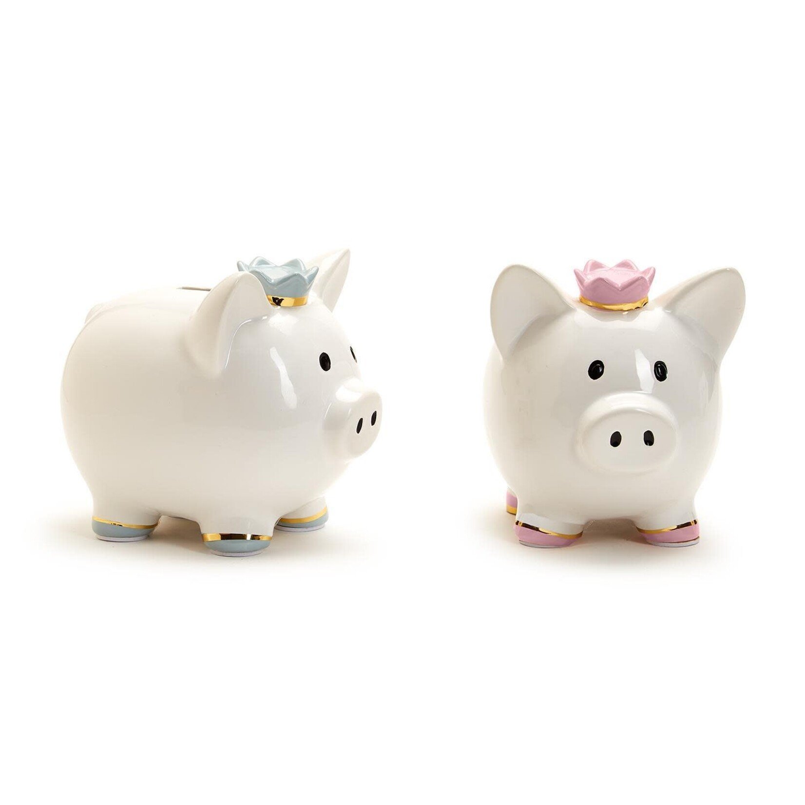 Two's Company My First Piggy Bank with Crown and Gold Accent