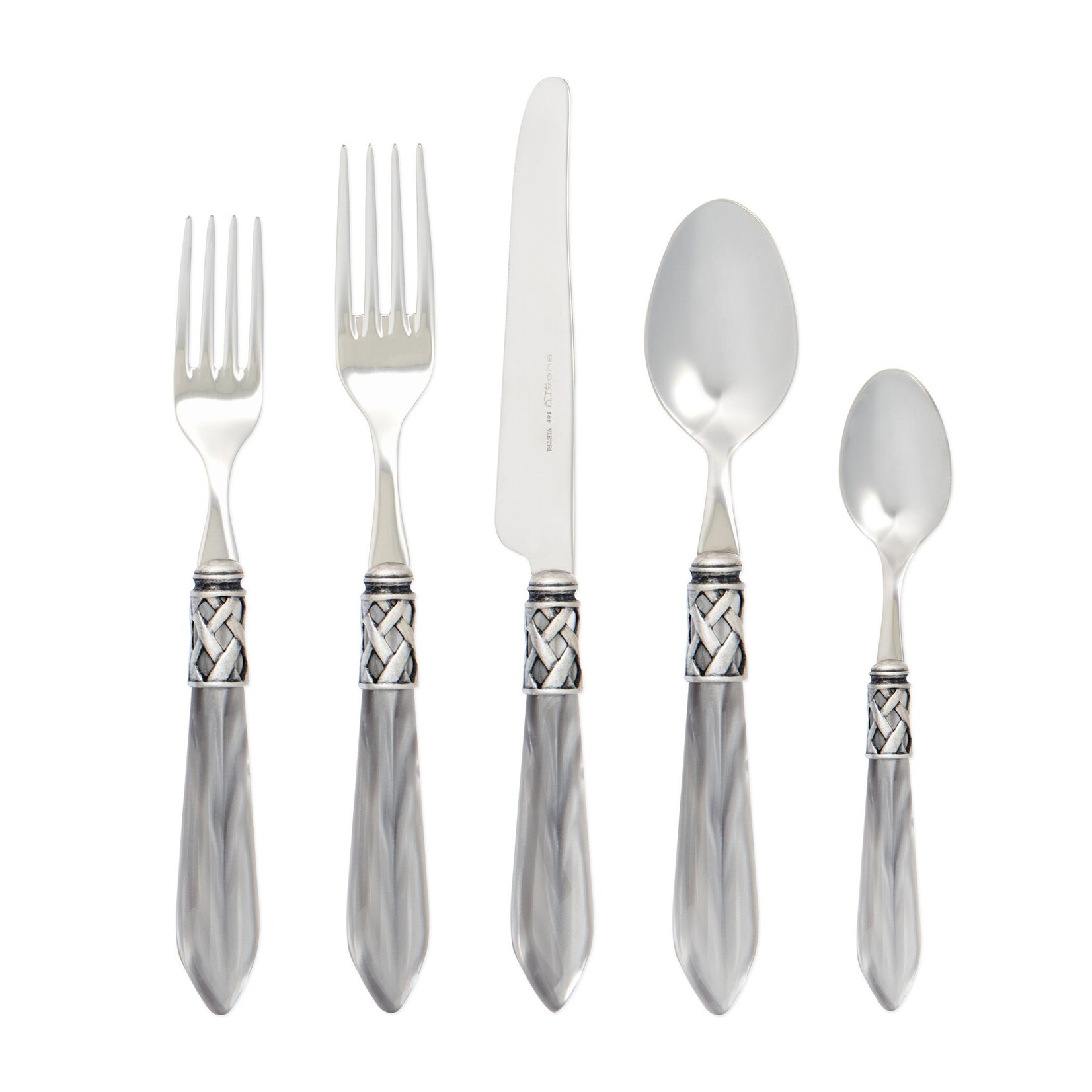 Vietri Aladdin Antique Five Piece Place Setting Lt Gray