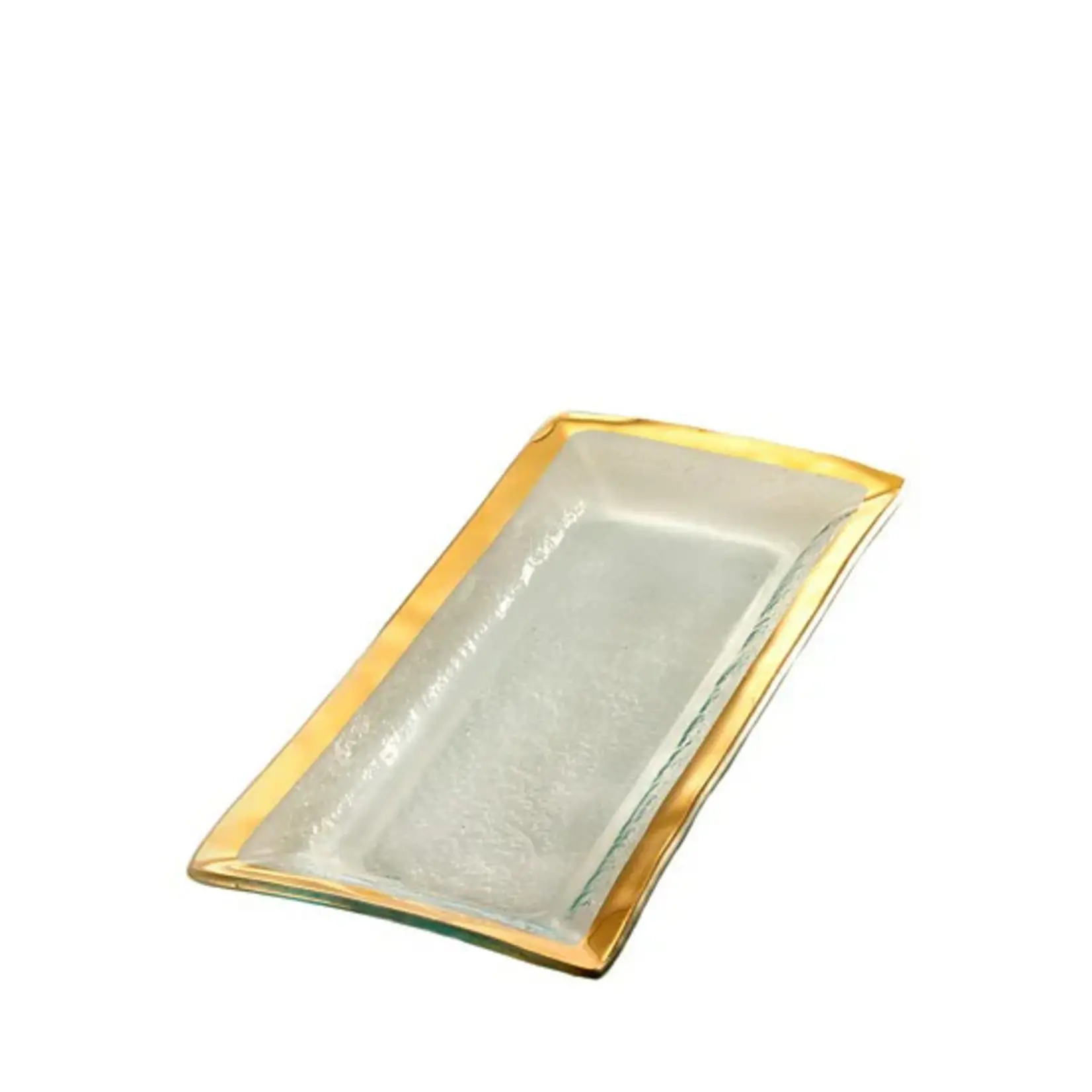 Annieglass Roman Antique Appetizer Tray, Gold, 13.5x6"