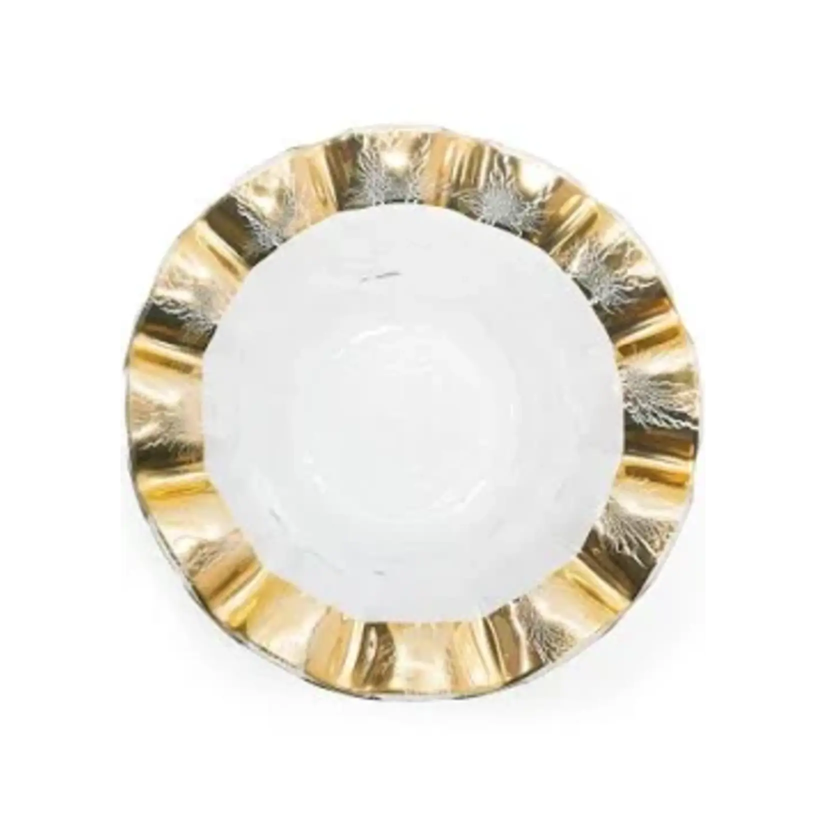 Annieglass Ruffle Wine Coaster, Gold, 7.5