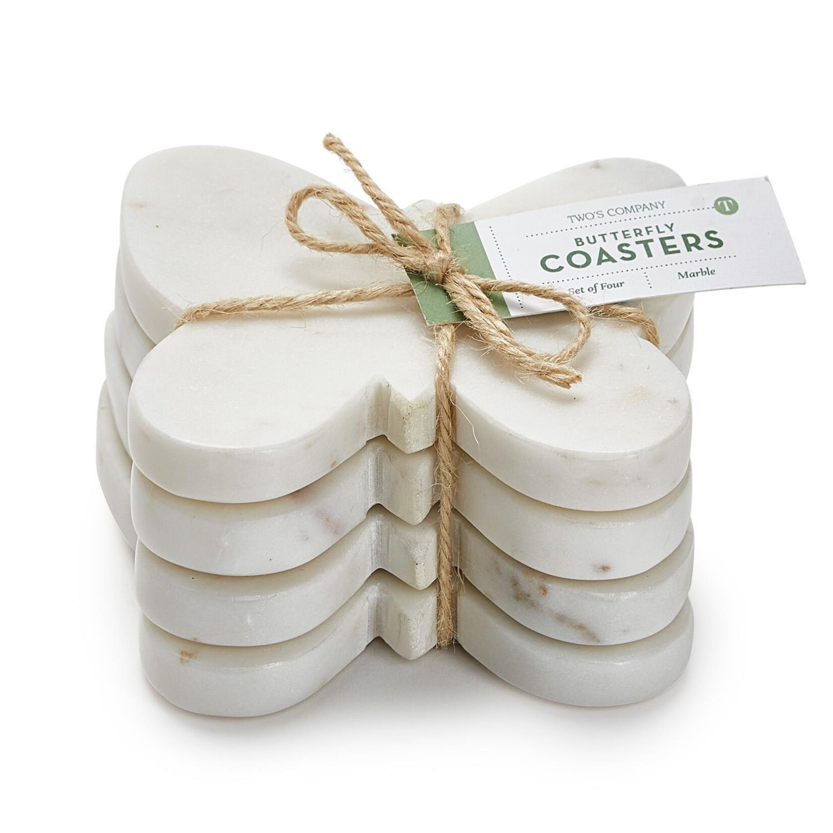 Two's Company Set of 4 Butterfly Marble Coasters