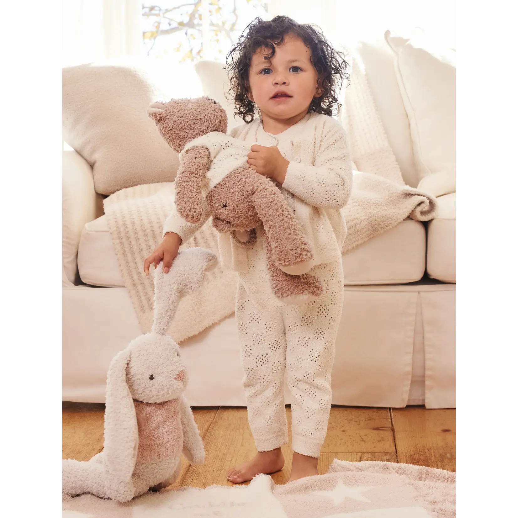 Barefoot Dreams Cozychic Bunnie Buddie w/Vest Almond/Pink