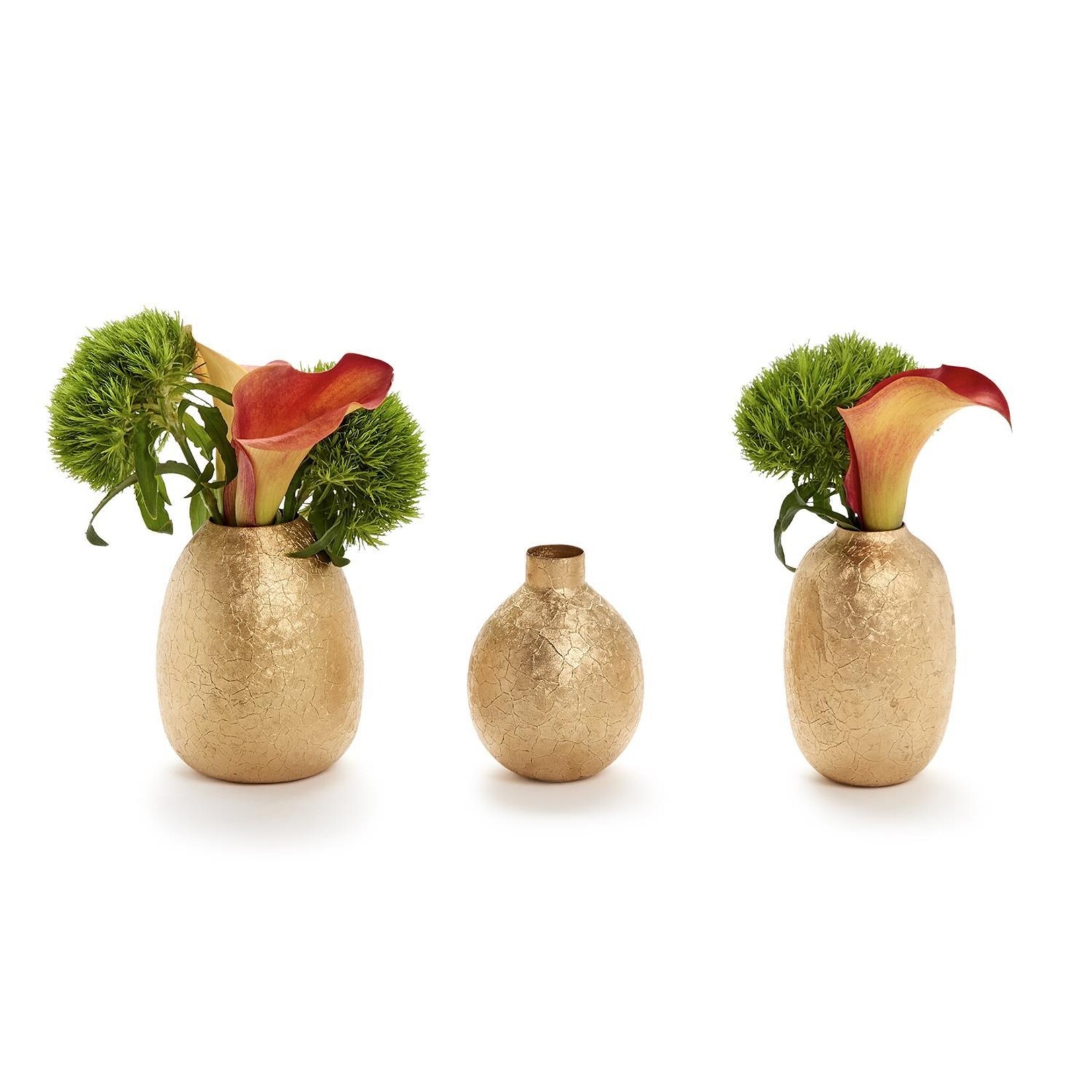 Two's Company Golden Texture Set of 3 Golden Vases Includes 3 Shapes