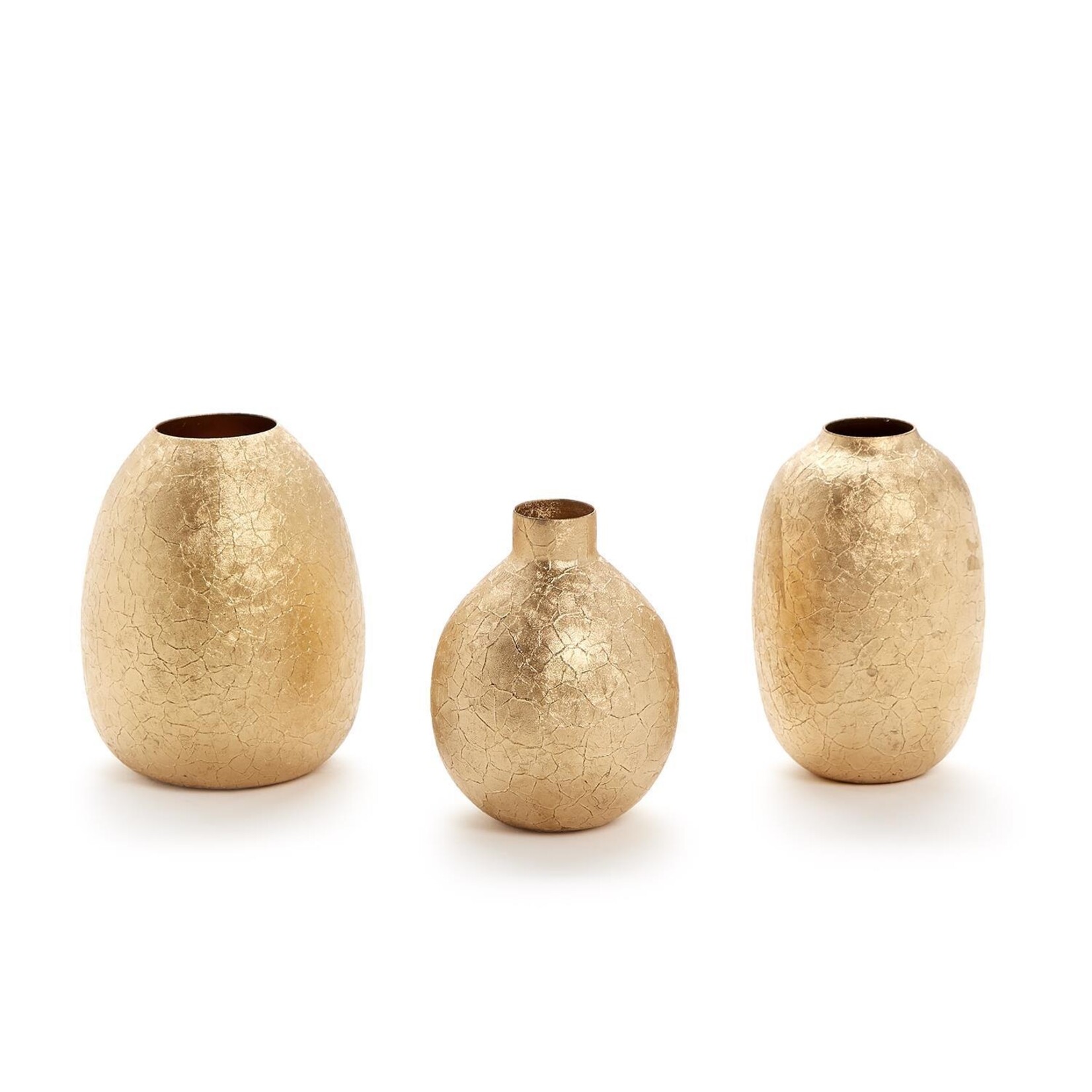 Two's Company Golden Texture Set of 3 Golden Vases Includes 3 Shapes