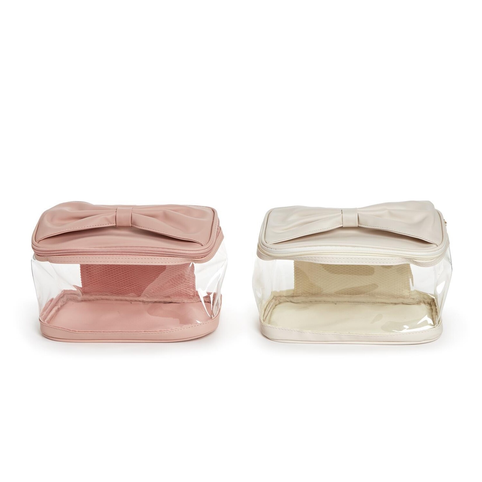 Two's Company Bow on Top See Through Cosmetic and Toiletry Carry Case