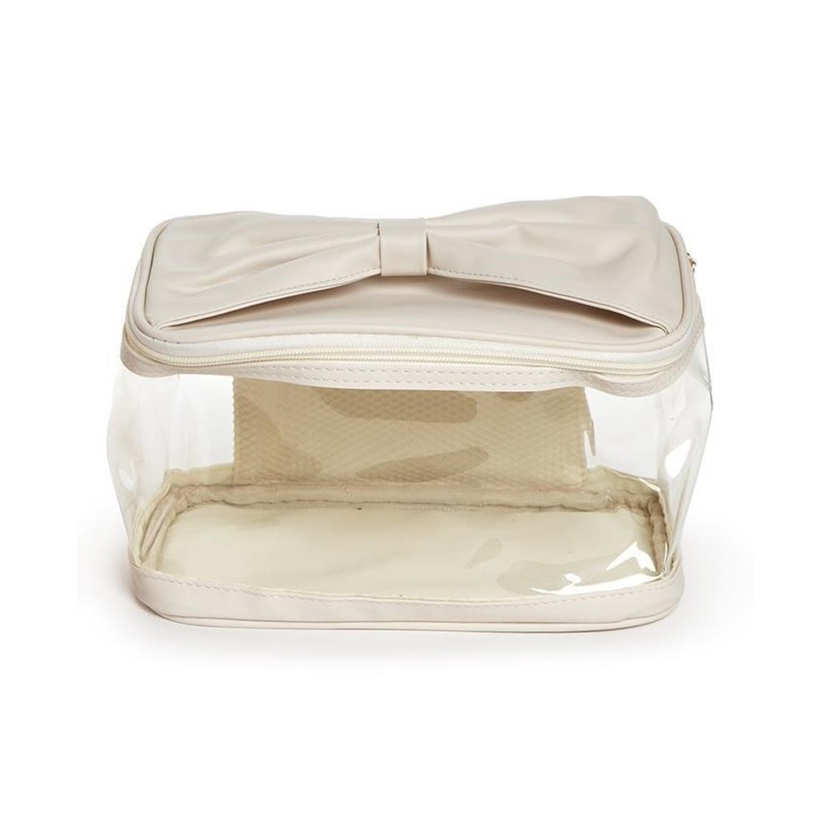 Two's Company Bow on Top See Through Cosmetic and Toiletry Carry Case