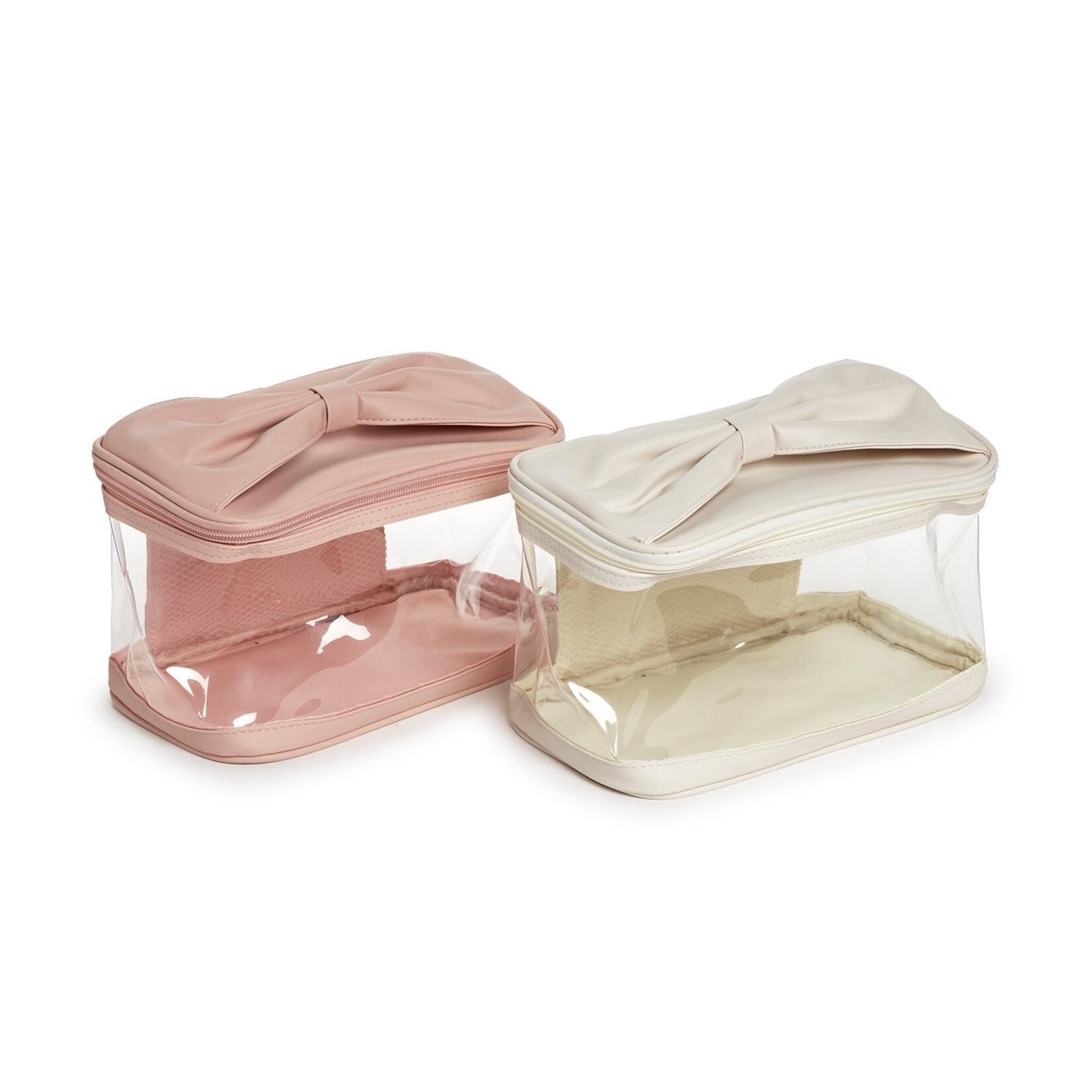 Two's Company Bow on Top See Through Cosmetic and Toiletry Carry Case