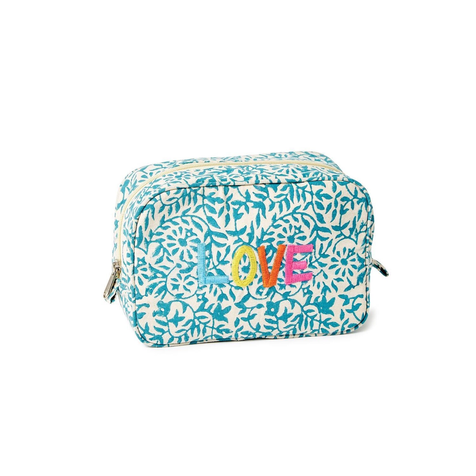 Two's Company Feel the Love Cotton Block Printed Multi Purpose Bag Medium Pouch