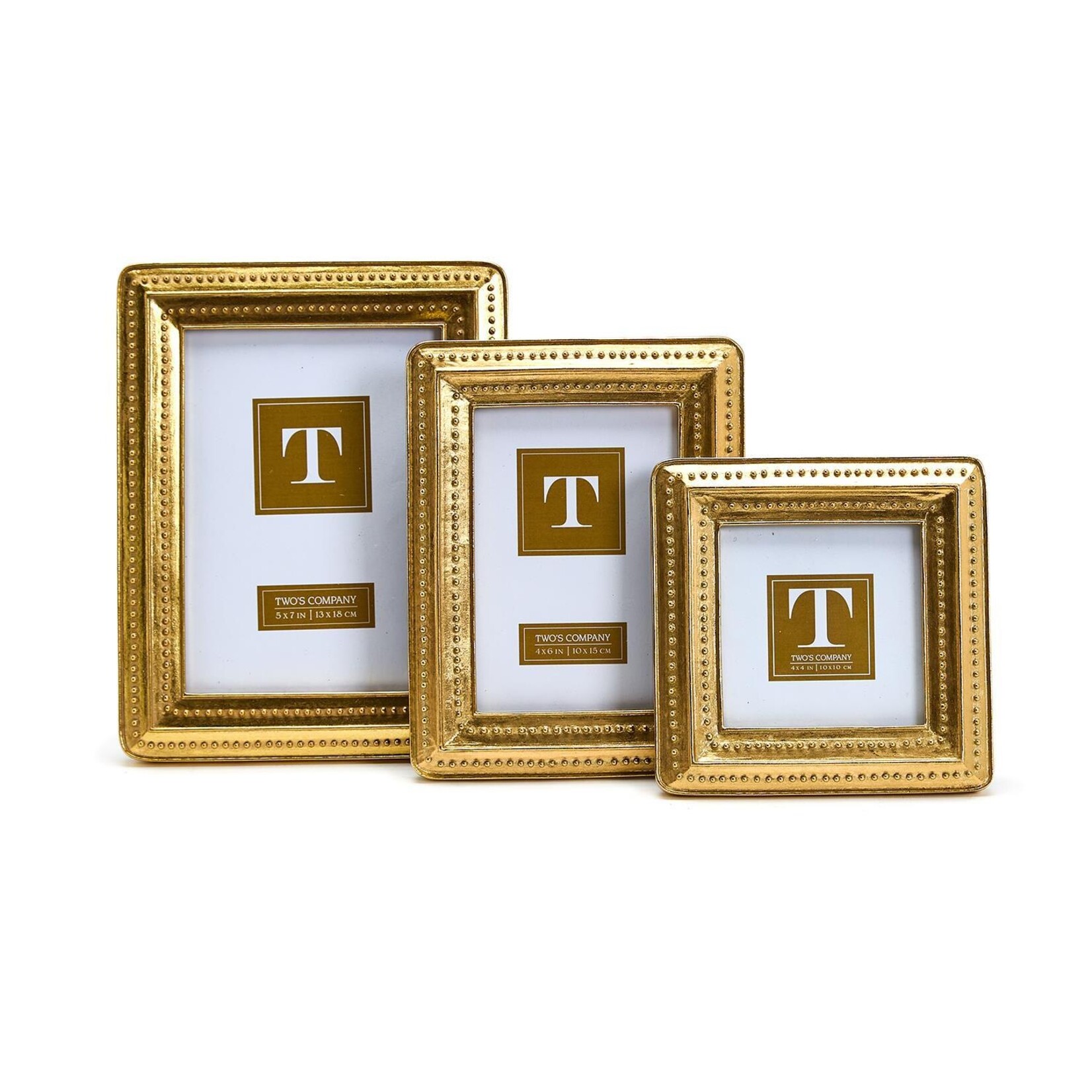 Two's Company Gold Beaded Edge Photo Frame 4x6