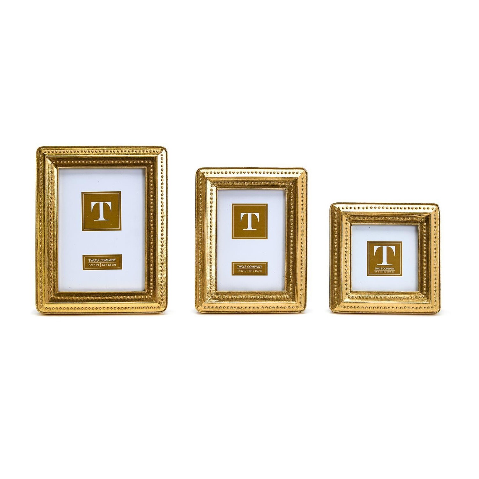 Two's Company Gold Beaded Edge Photo Frame 4x6