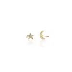 Kris Nations Star and Moon Crystal Stud Earring