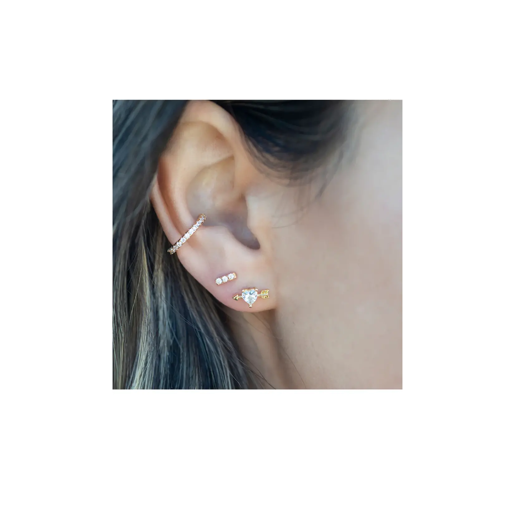 Kris Nations Bar Dash Pave Stud Earrings