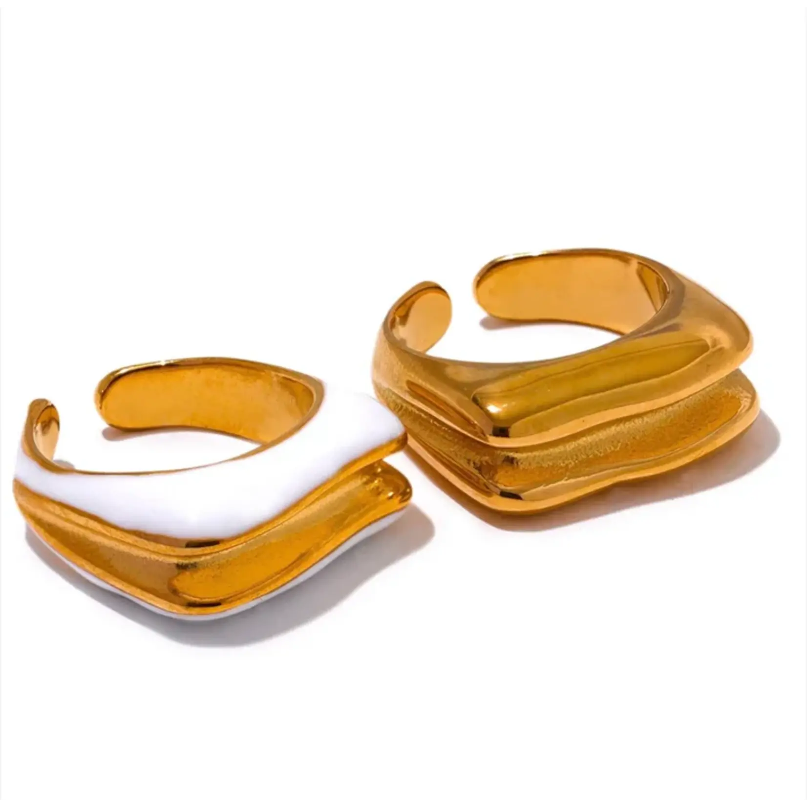 Coastal Grit Santorini Ring White