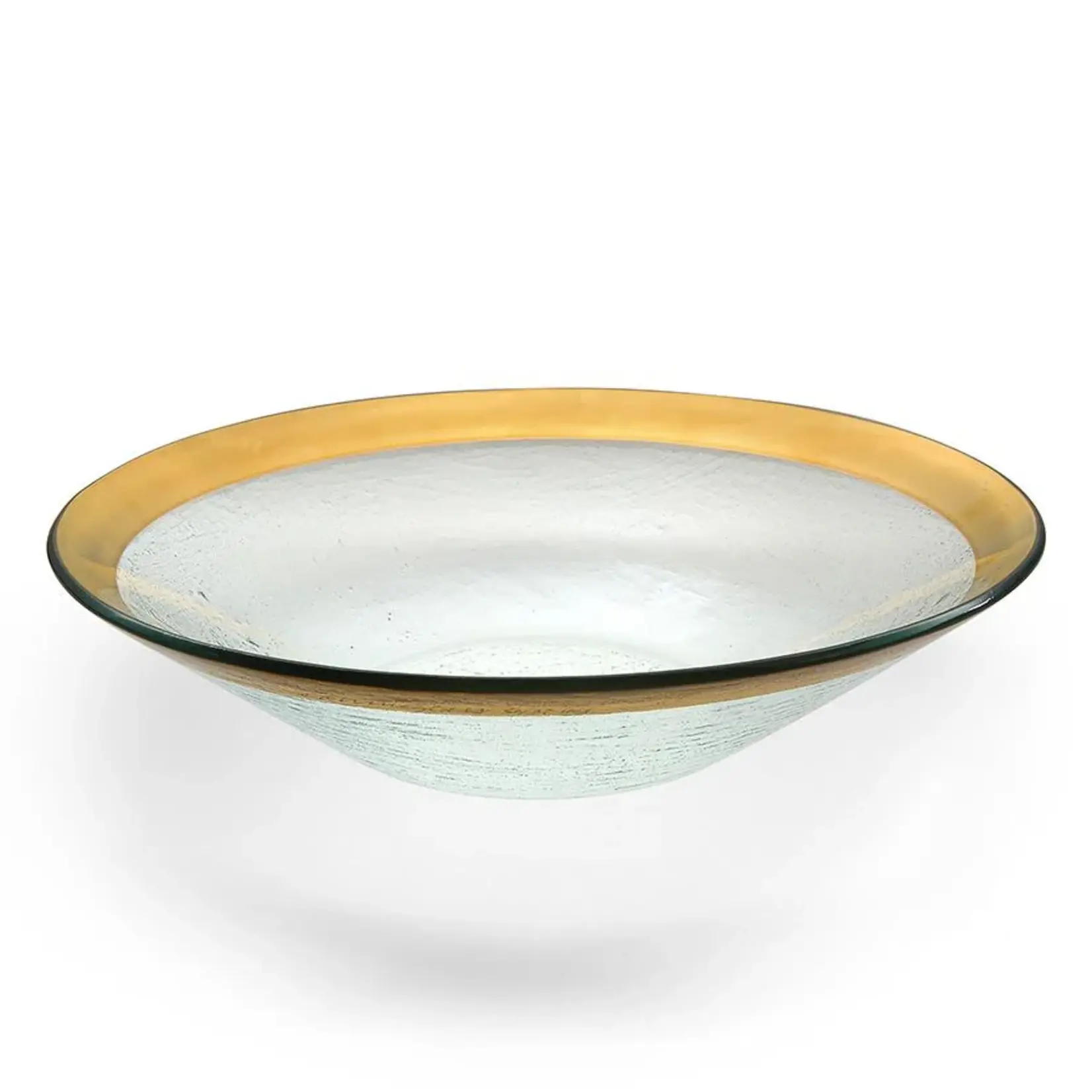Annieglass Roman Antique Wok Bowl, Gold 13.25"