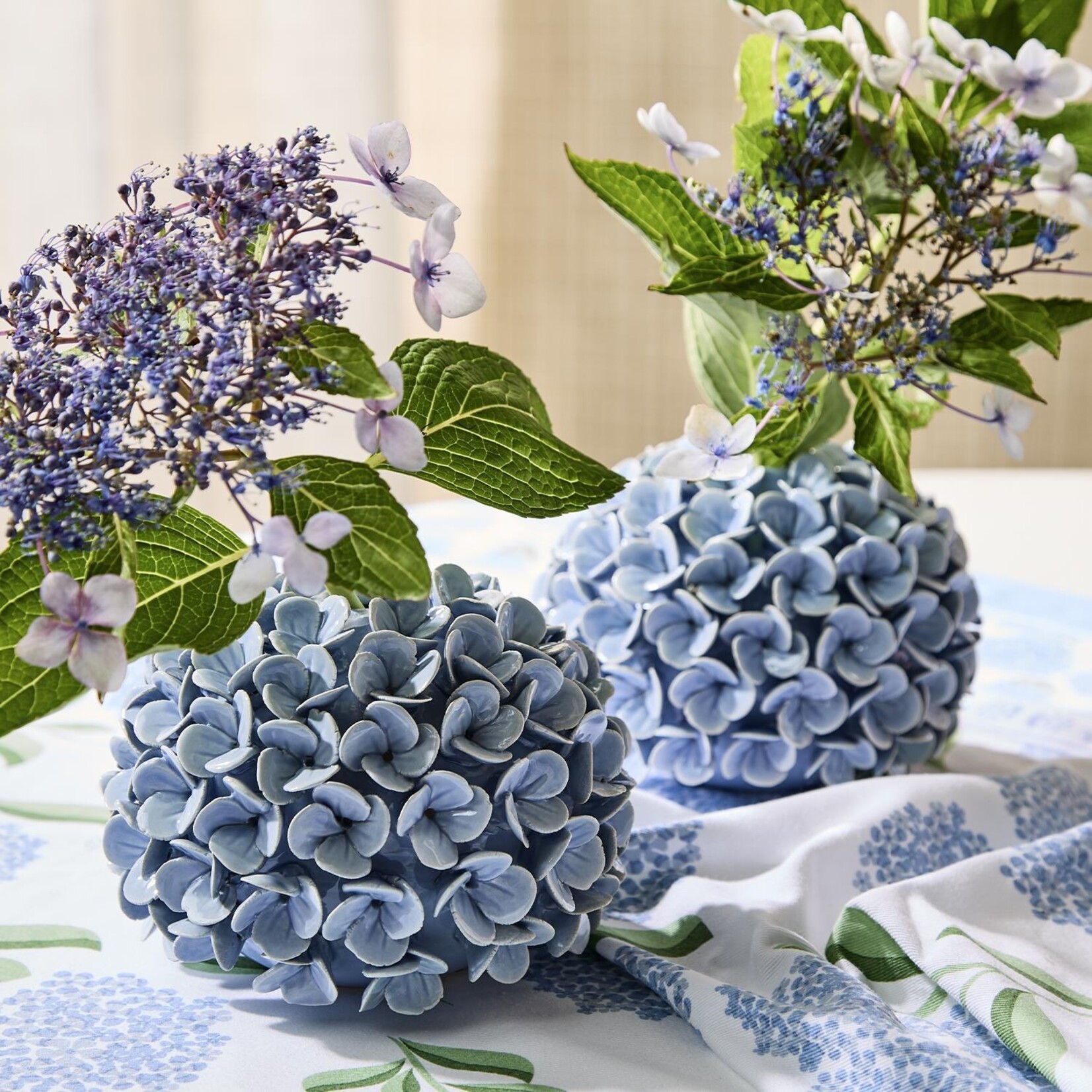 Two's Company Hydrangea Flower Bud Vase / Taper Candle Holder