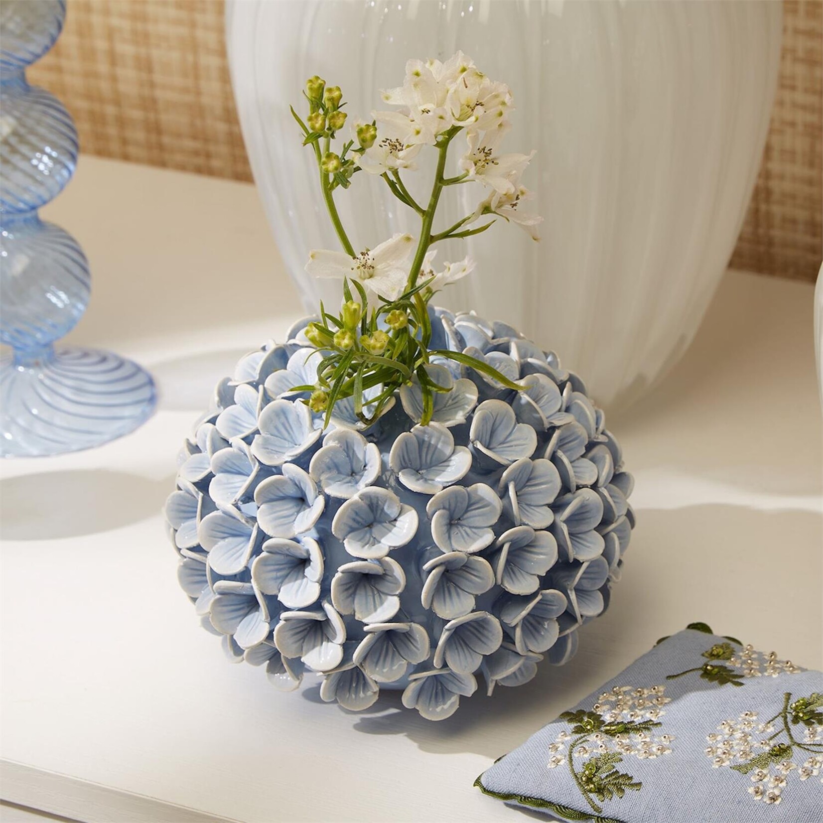 Two's Company Hydrangea Flower Bud Vase / Taper Candle Holder