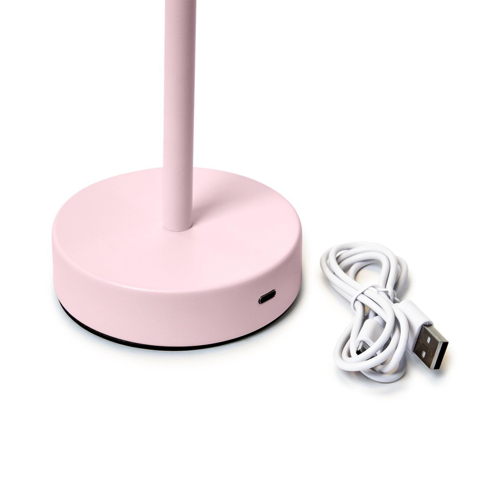 Two's Company Pink LED Cordless Table Lamp with Scalloped Edge Shade in Gift Box