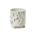 Two's Company Butterfly Footed Cachepot with Sculpted Butterflies - Ceramic
