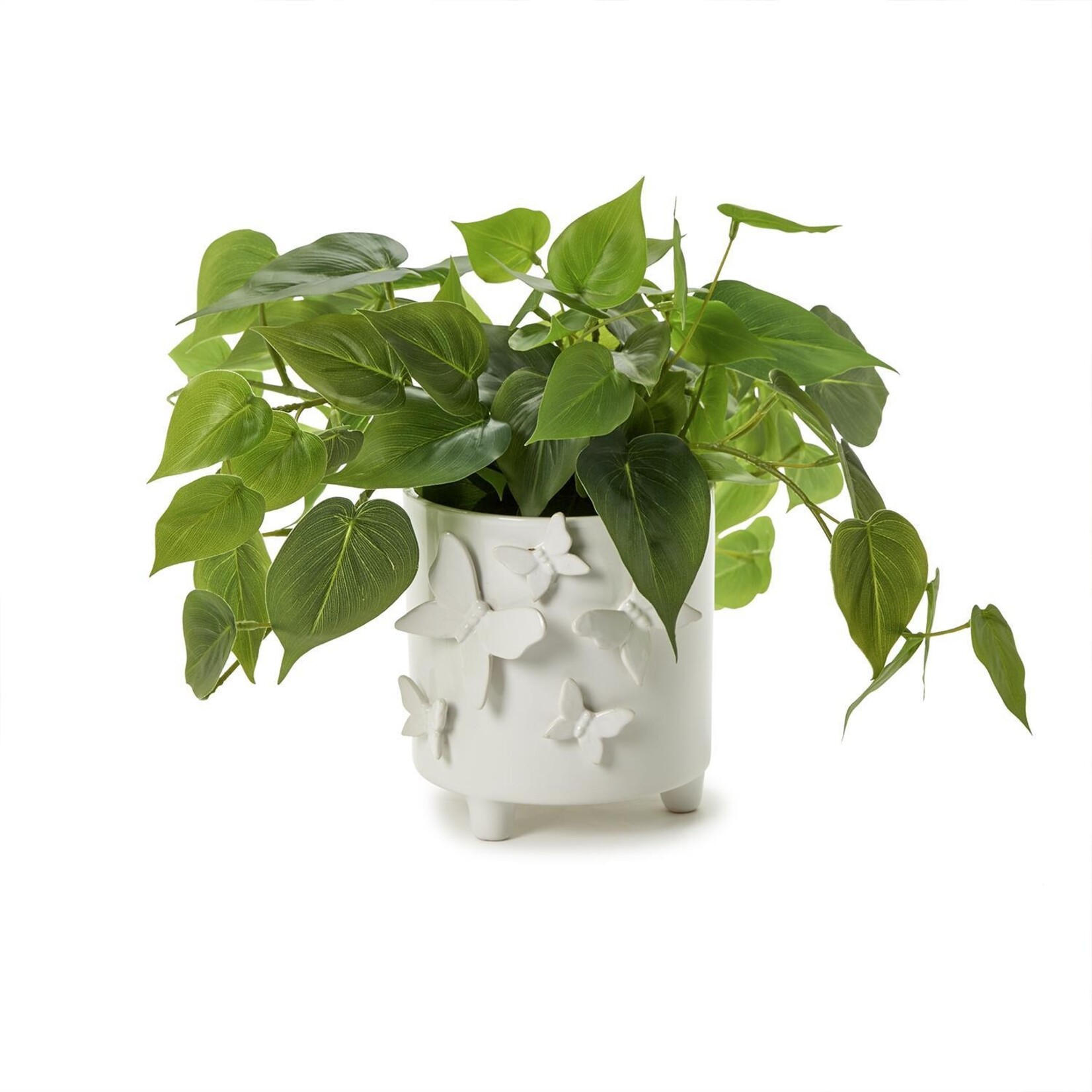 Two's Company Butterfly Footed Cachepot with Sculpted Butterflies - Ceramic