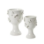 Two's Company Butterfly Pedestal Cachepots with Sculpted Butterflies Small