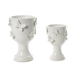 Two's Company Butterfly Pedestal Cachepots with Sculpted Butterflies Large