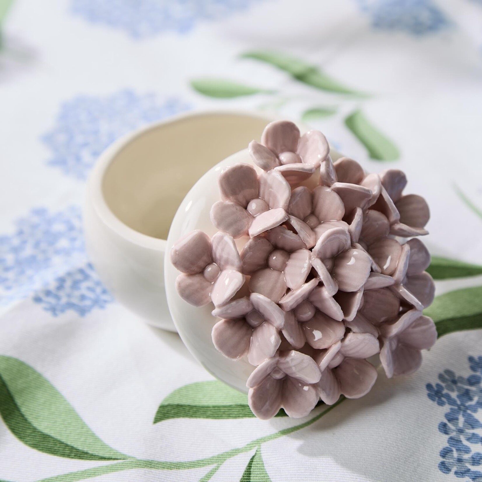 Two's Company Hydrangea Trinket Jewelry Box with Lid