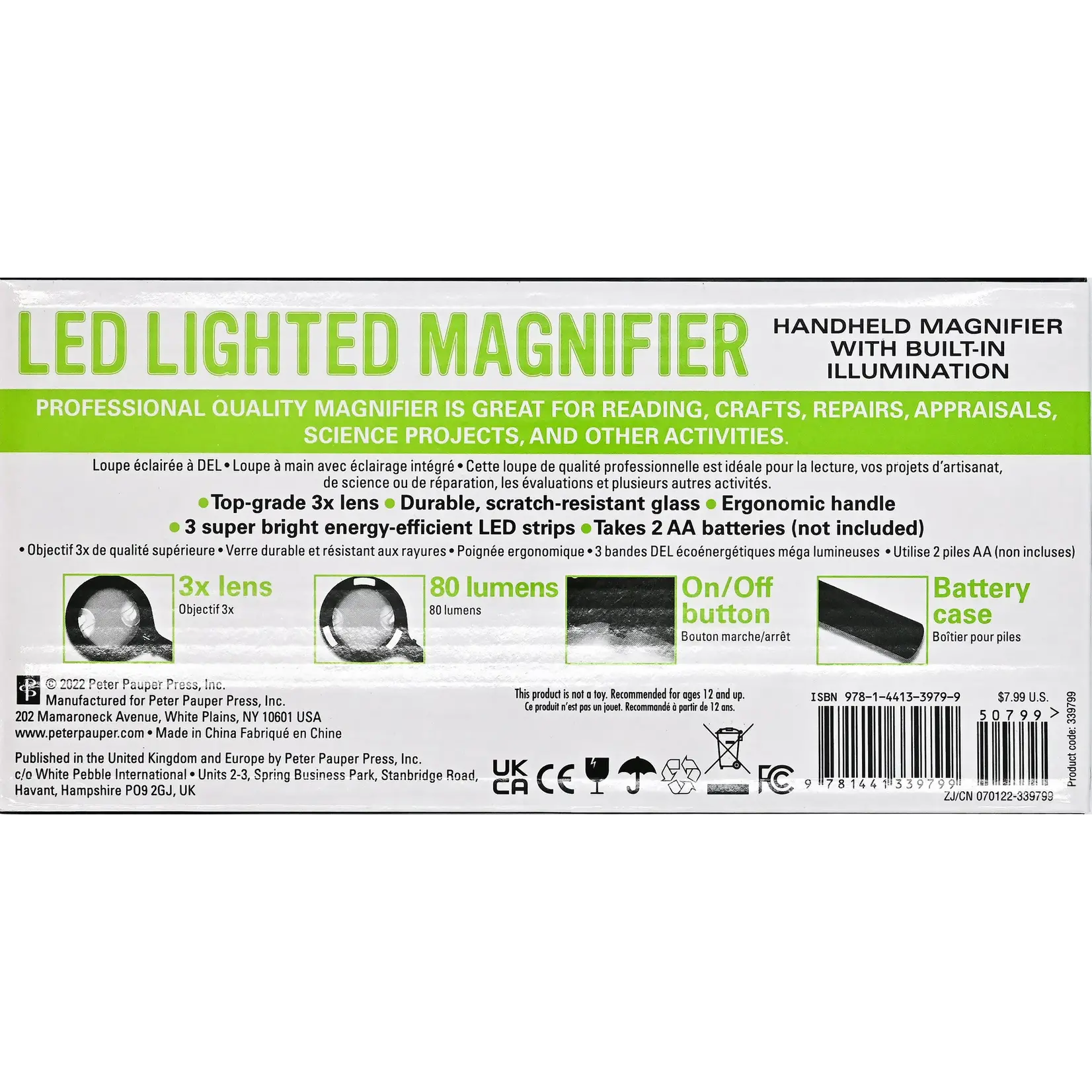 Peter Pauper Press Handheld LED Lighted Magnifier