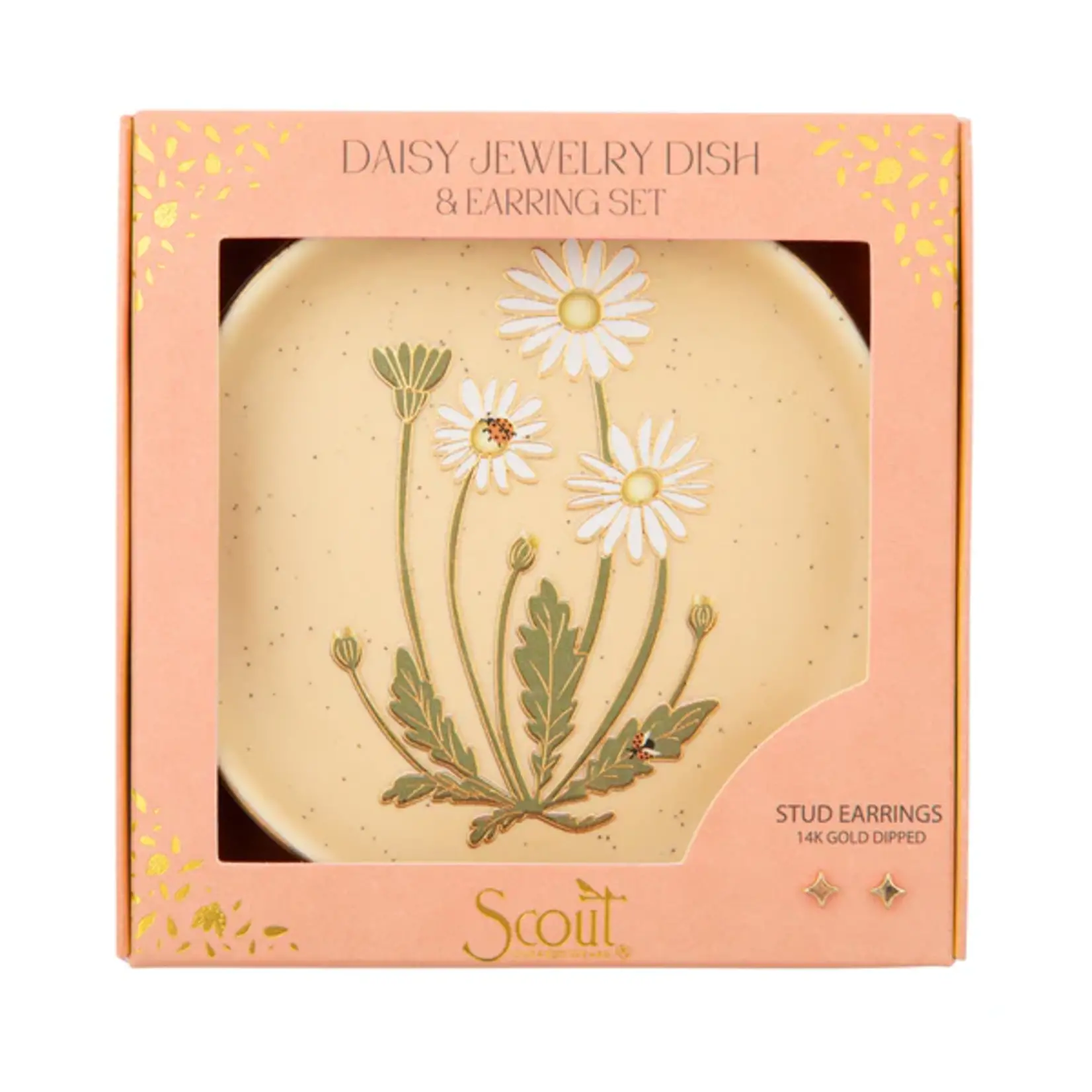 Scout Jewerly Jewelry Dish  & Stud Earring Set Daisy/Vanilla