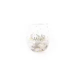Mary Square Glitter Wine Glass Cheers