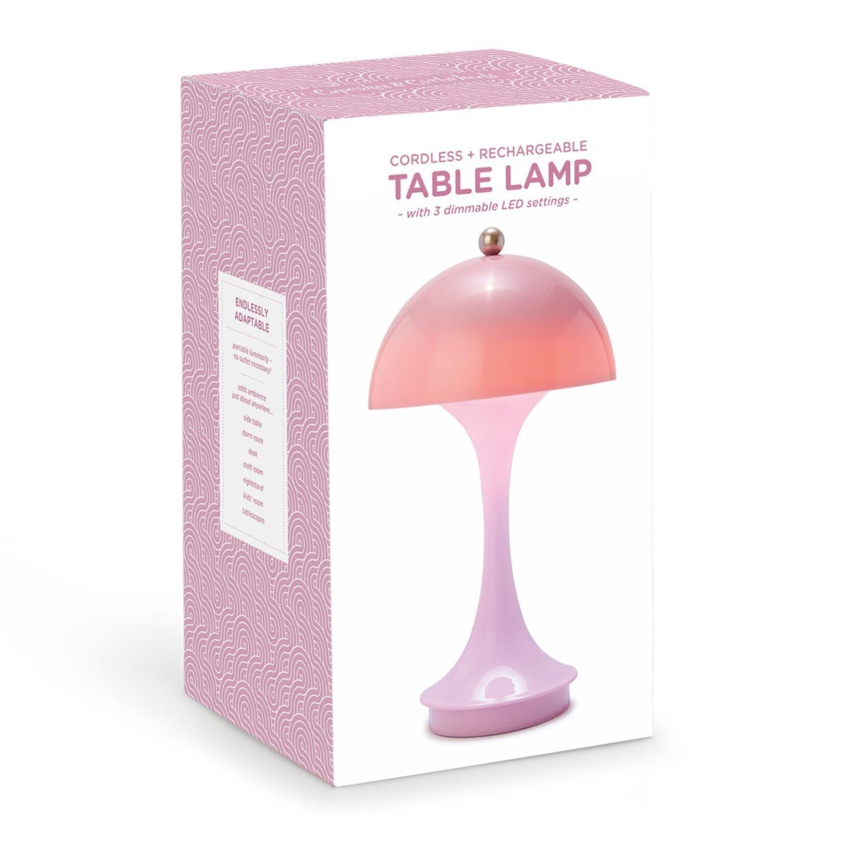 Two's Company Pink Mushroom Shape LED Cordless Table Lamp in Gift Box