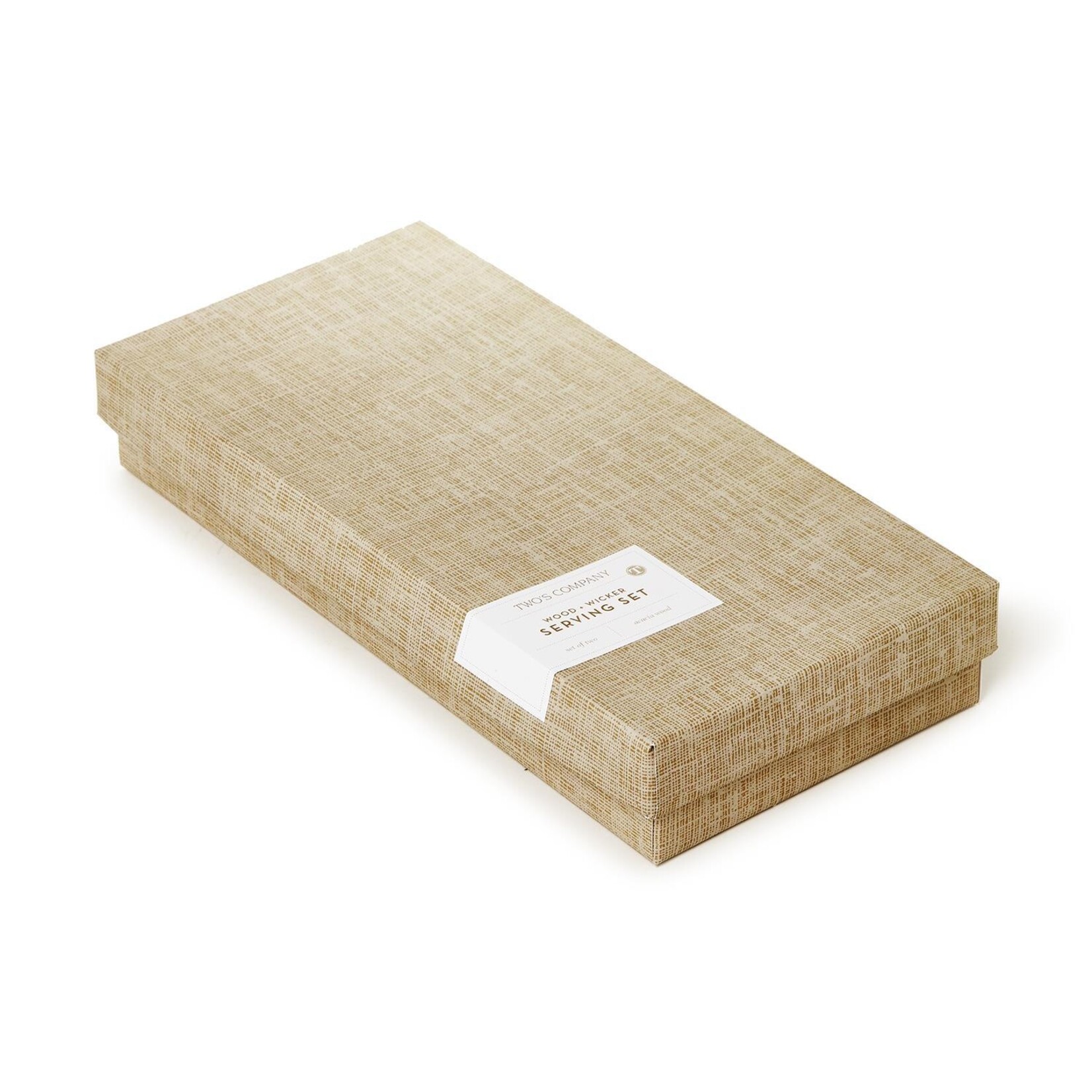 Two's Company Set of 2 Wood Salad Servers with Wrapped Wicker Handle in Giftbox