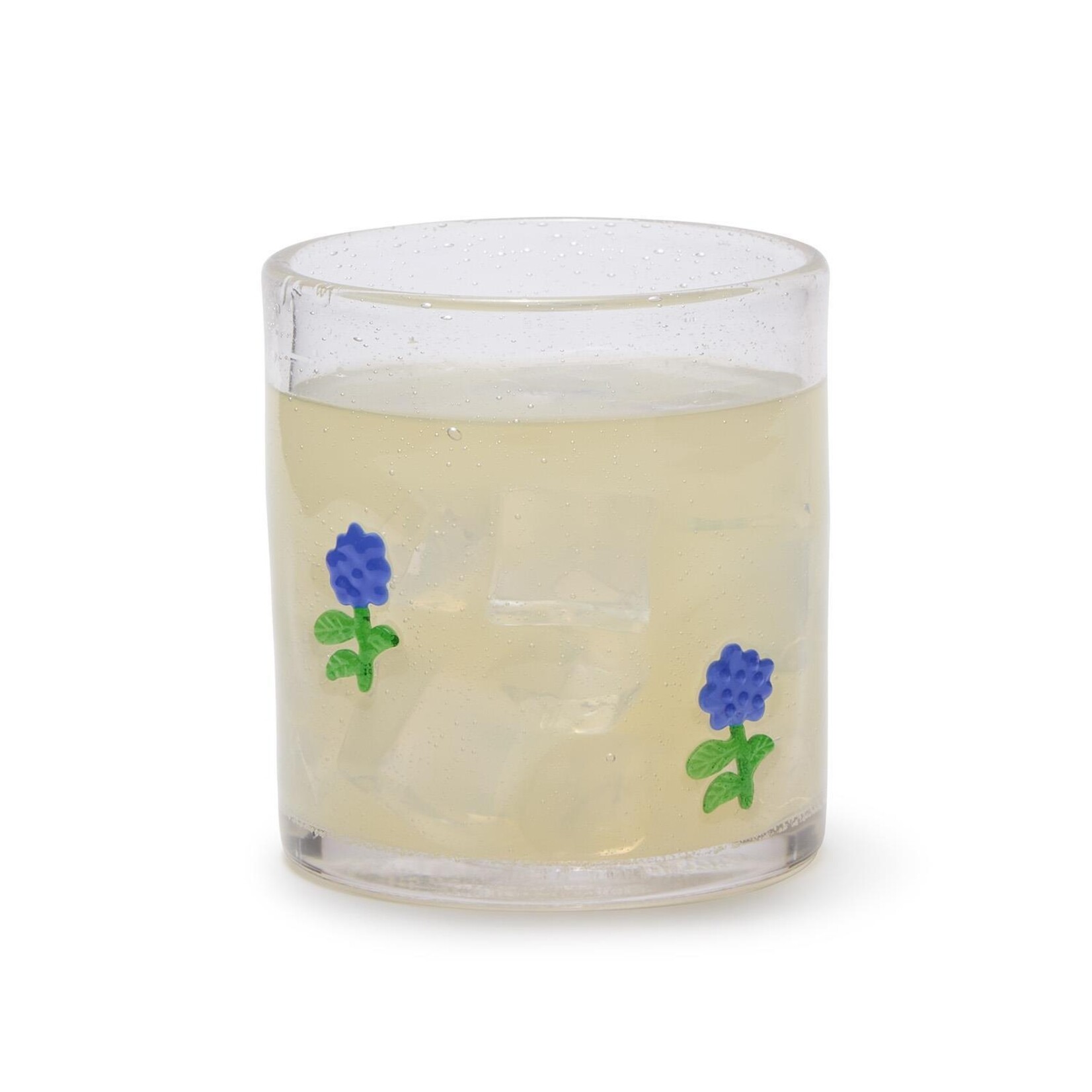 Two's Company Hydrangea Clear Bubble Double Old Fashion Glass