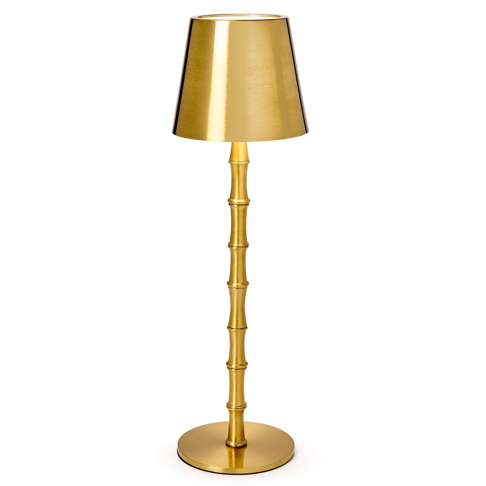 Two's Company LED Cordless Gold Bamboo Table Lamp in Gift Box