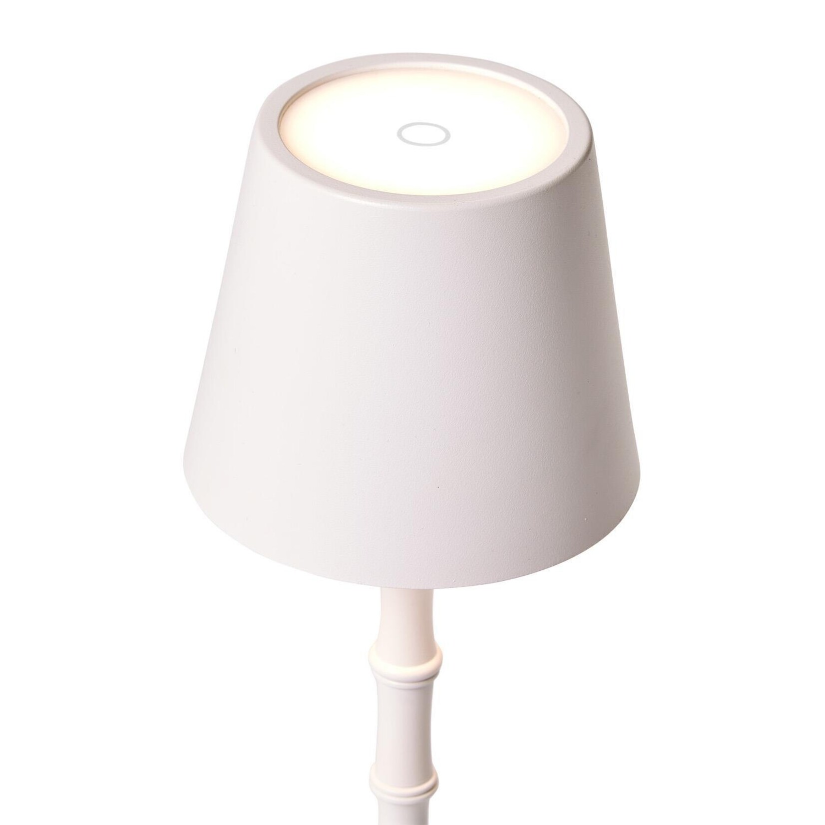 Two's Company LED Cordless White Bamboo Table Lamp in Gift Box