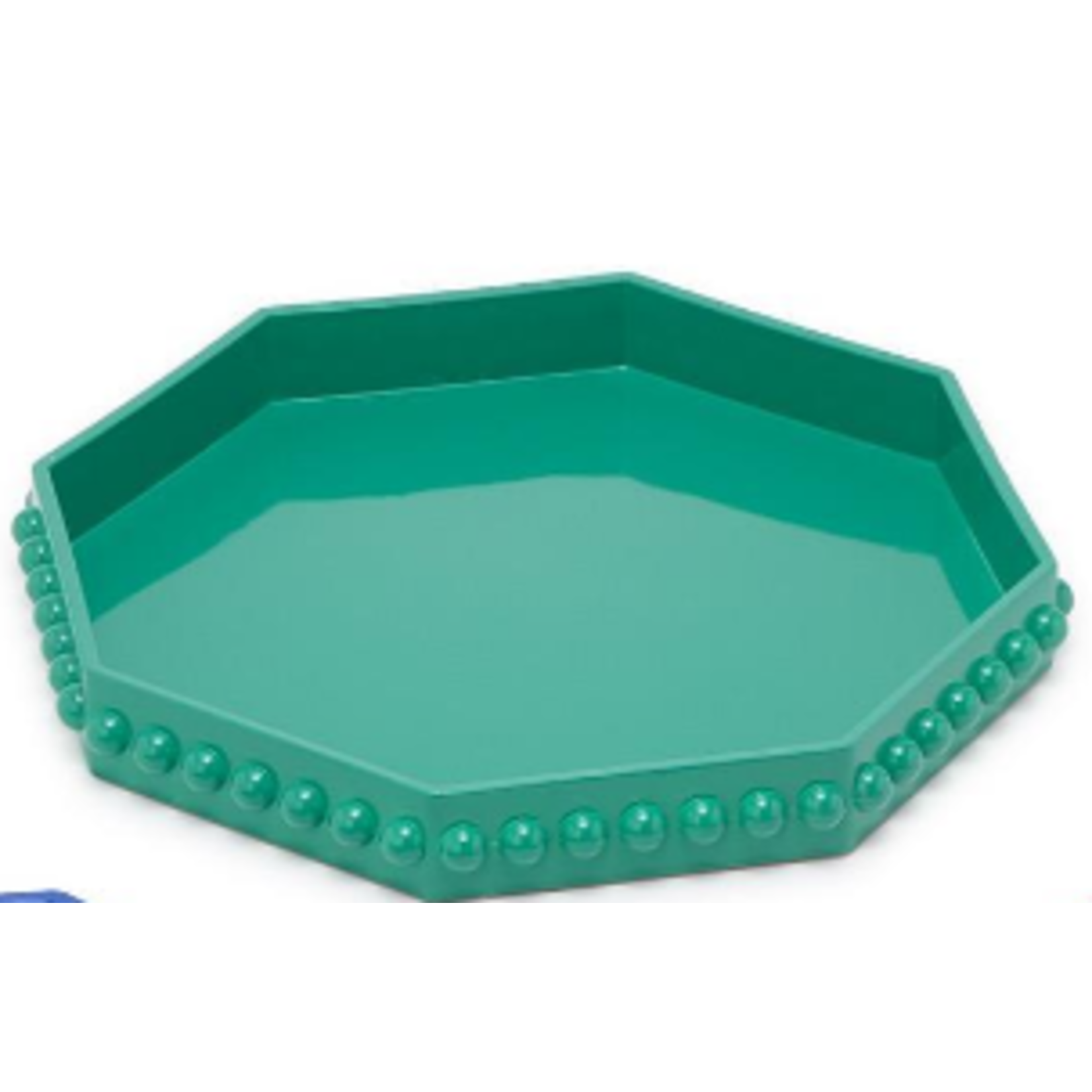 Two's Company Octagonal Decorative Lacquered Tray with Hobnail Edge