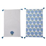 Two's Company Hydrangea Set of 2 Dish Towels with Decorative Tassels