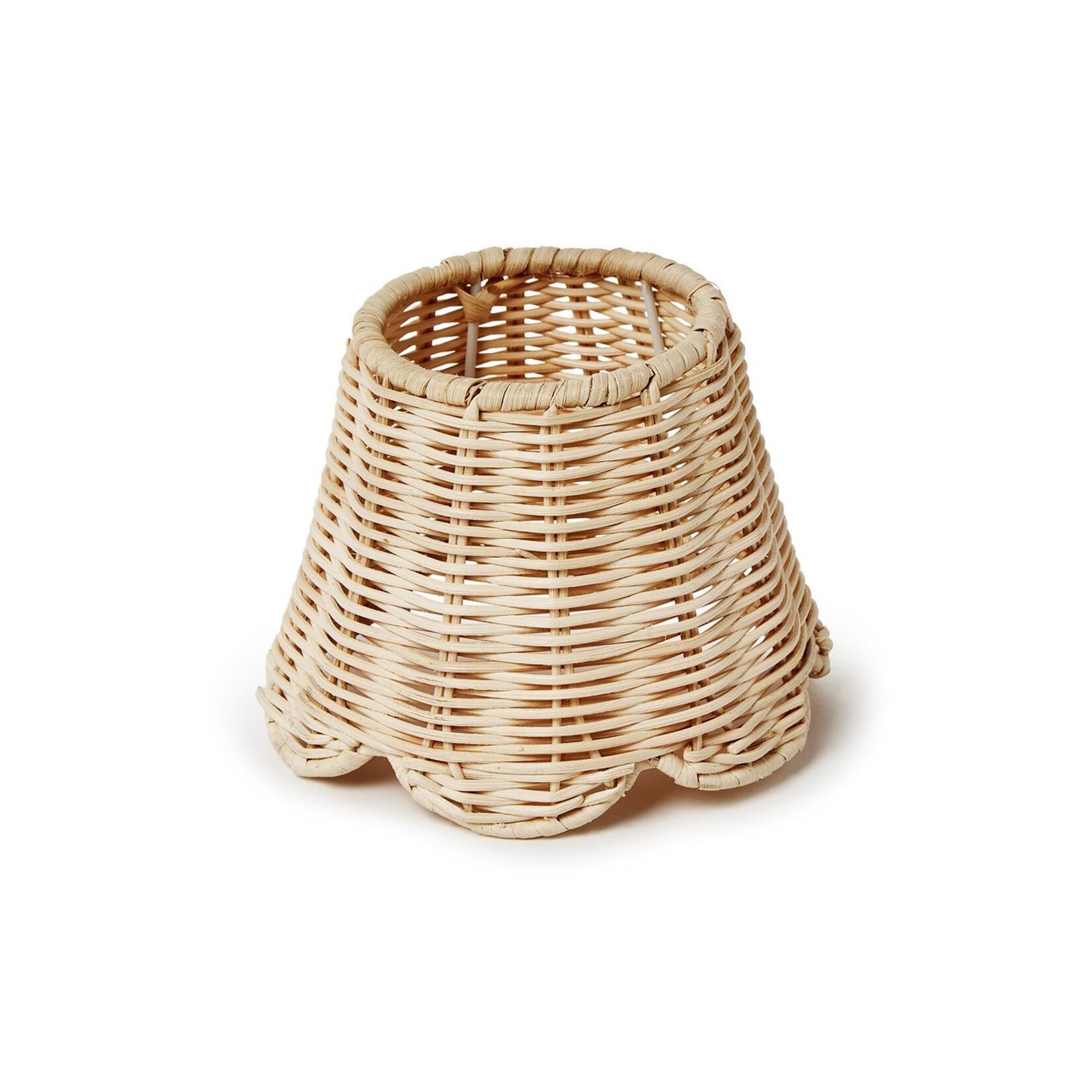 Two's Company Rattan Lamp Shade Cover with Scallop Edge
