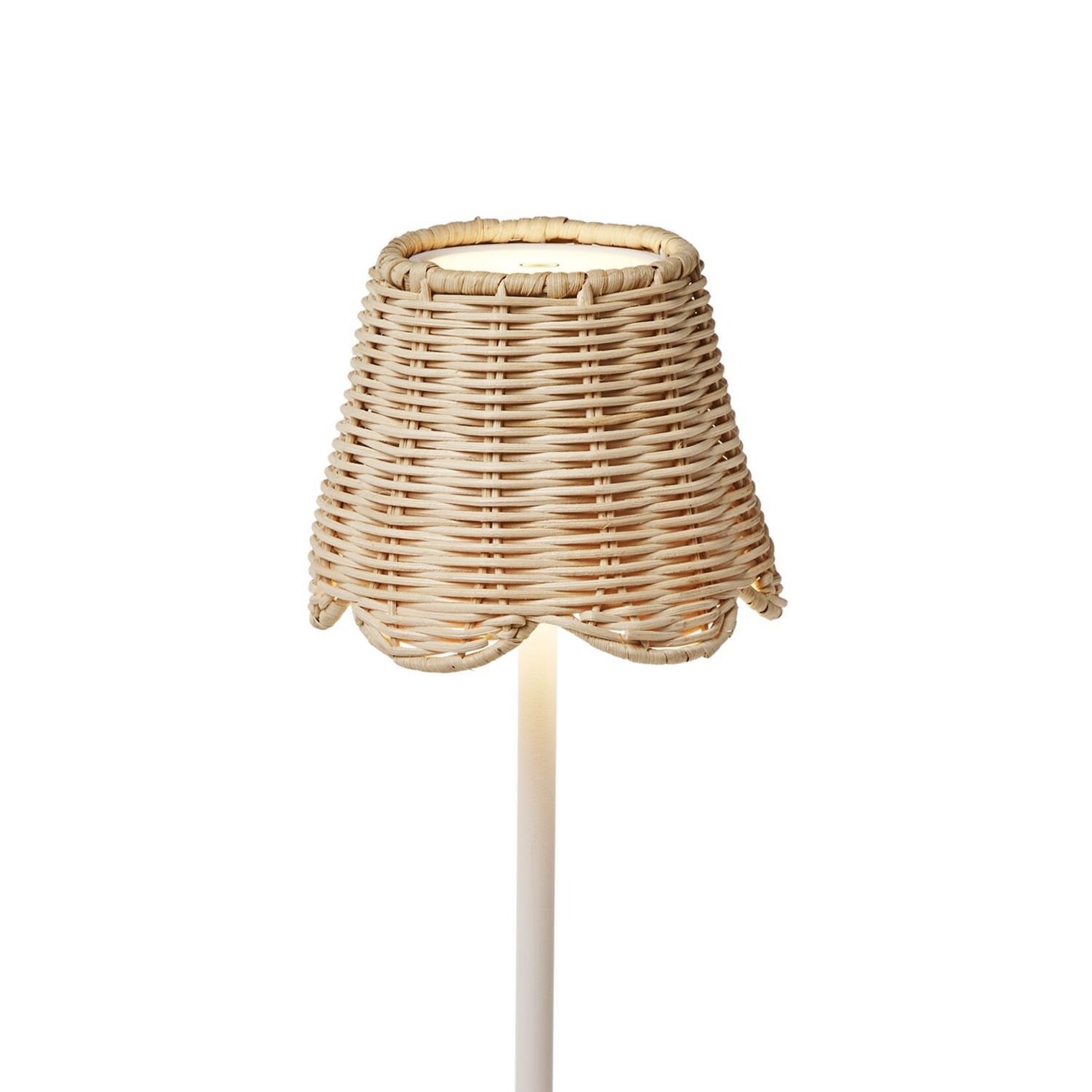 Two's Company Rattan Lamp Shade Cover with Scallop Edge