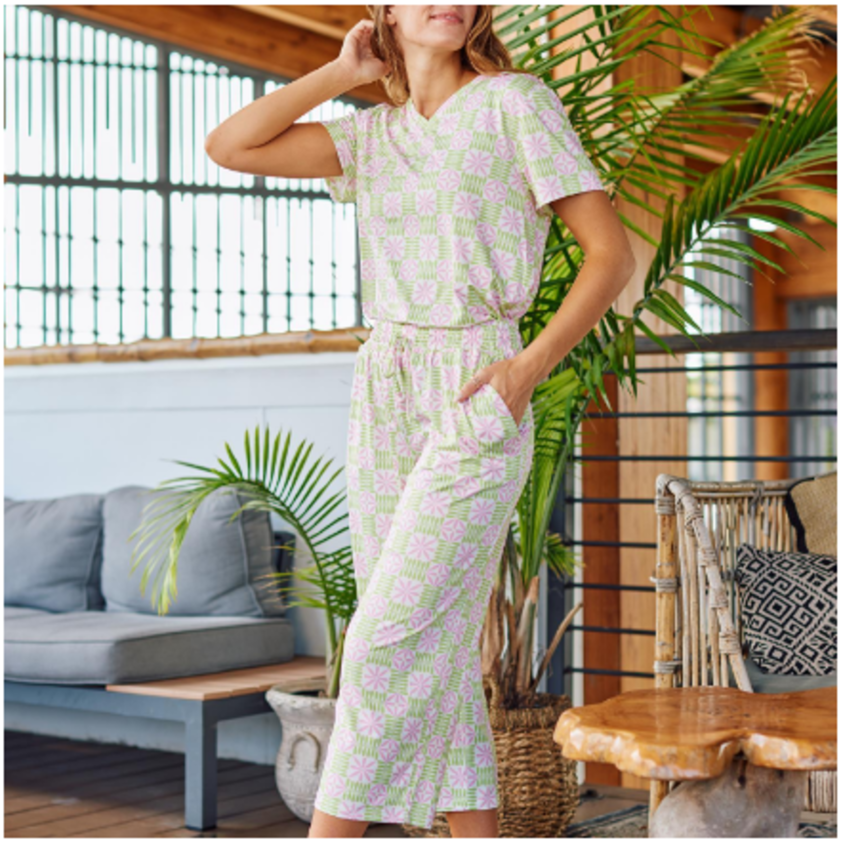 Mary Square Alli Quilted Charm Crop Pant Set