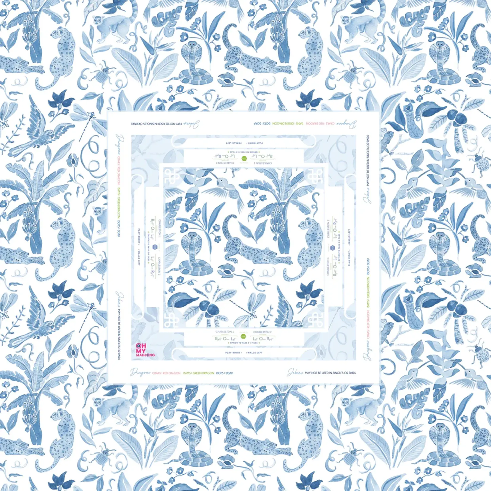 Oh My Mahjong Amazon Blue Instructional Tablecloth