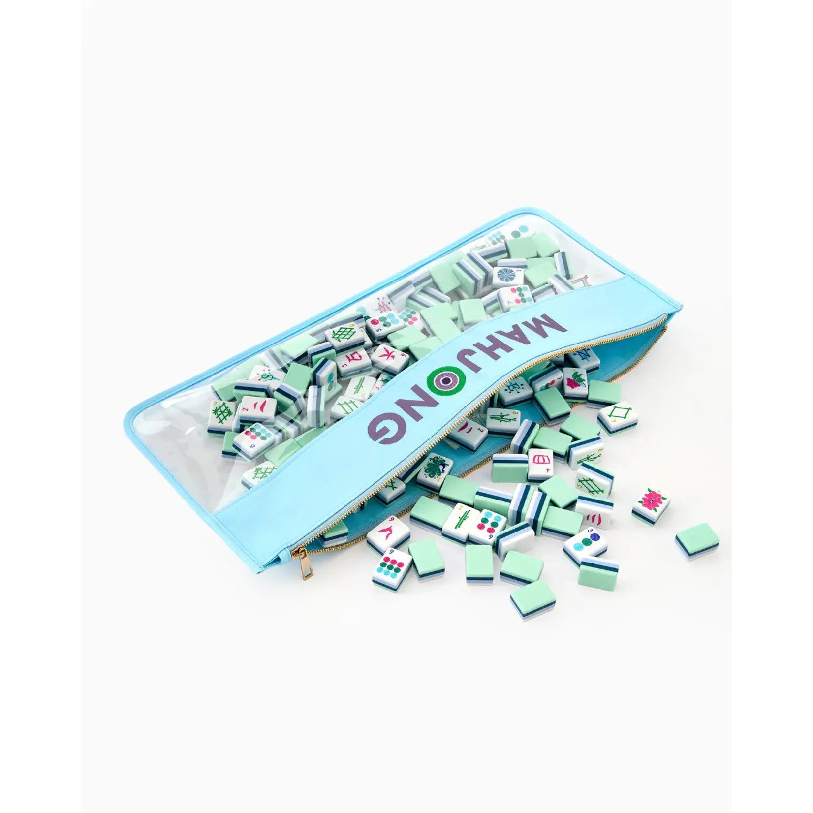Oh My Mahjong Light Blue Bamboo Mahjong Tile Storage Bag