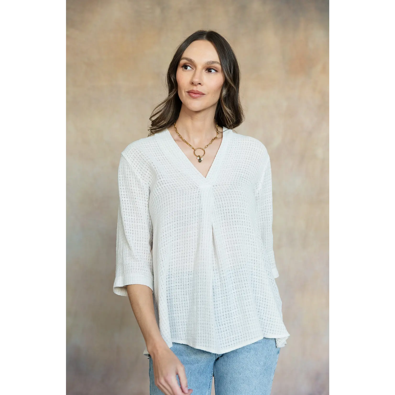 Cobblestone Karissa Cotton Tunic Light Buff