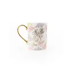Mary Square He Fills My Life with Good Things Gold Handle Ceramic Mug