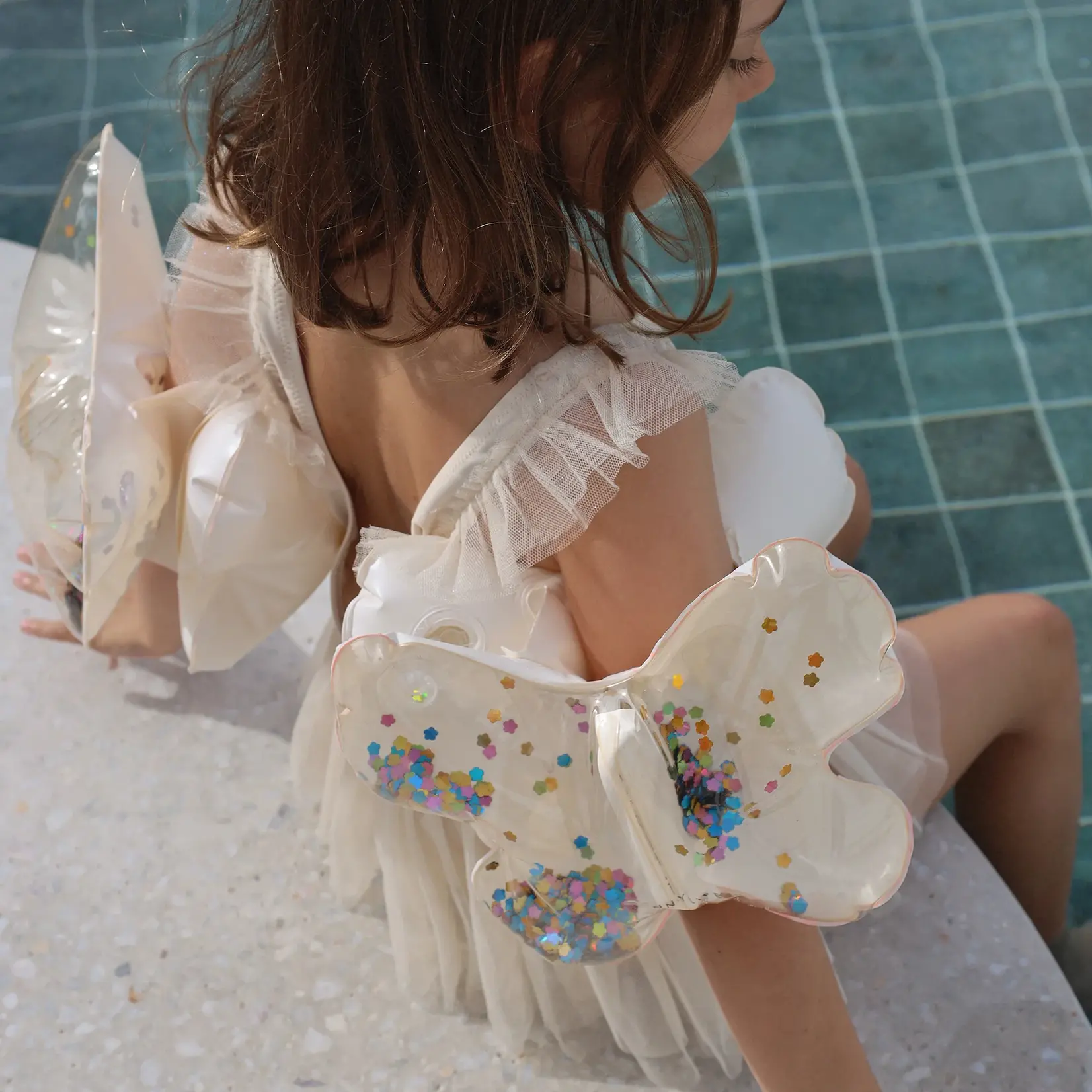 Sunnylife Kids Inflatable Arm Bands Cotton Candy Glitter
