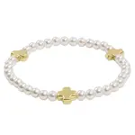 enewton Signature Cross Pearl Pattern 4mm Bead Bracelet - Gold