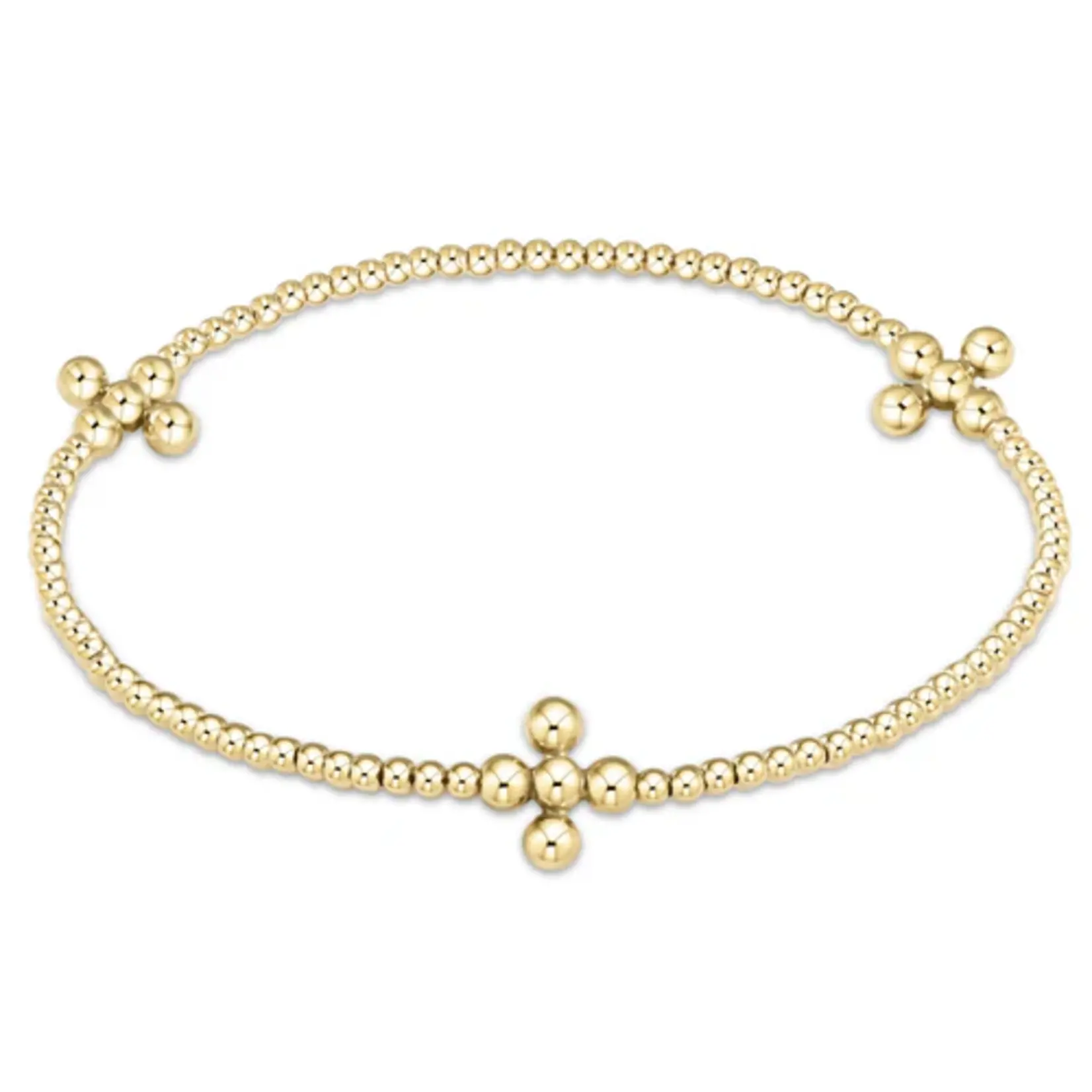 enewton Signature Cross Gold Pattern 2mm Bead Bracelet-Classic Beaded Signature Cross Gold 3mm Bead Gold
