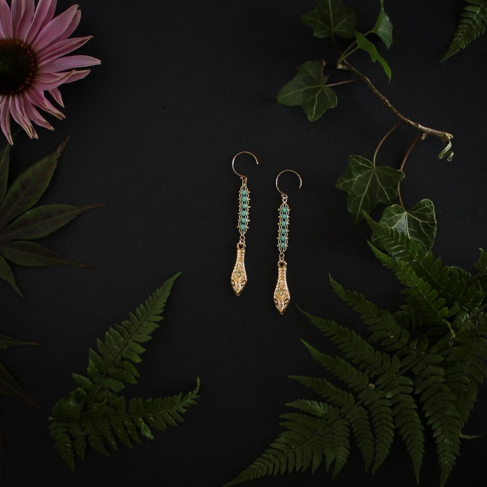 Trollbinde Feathered Serpent Earrings Turquoise