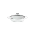 Le Creuset Signature Round Braiser, Glass Lid, 2.25 Qt, White