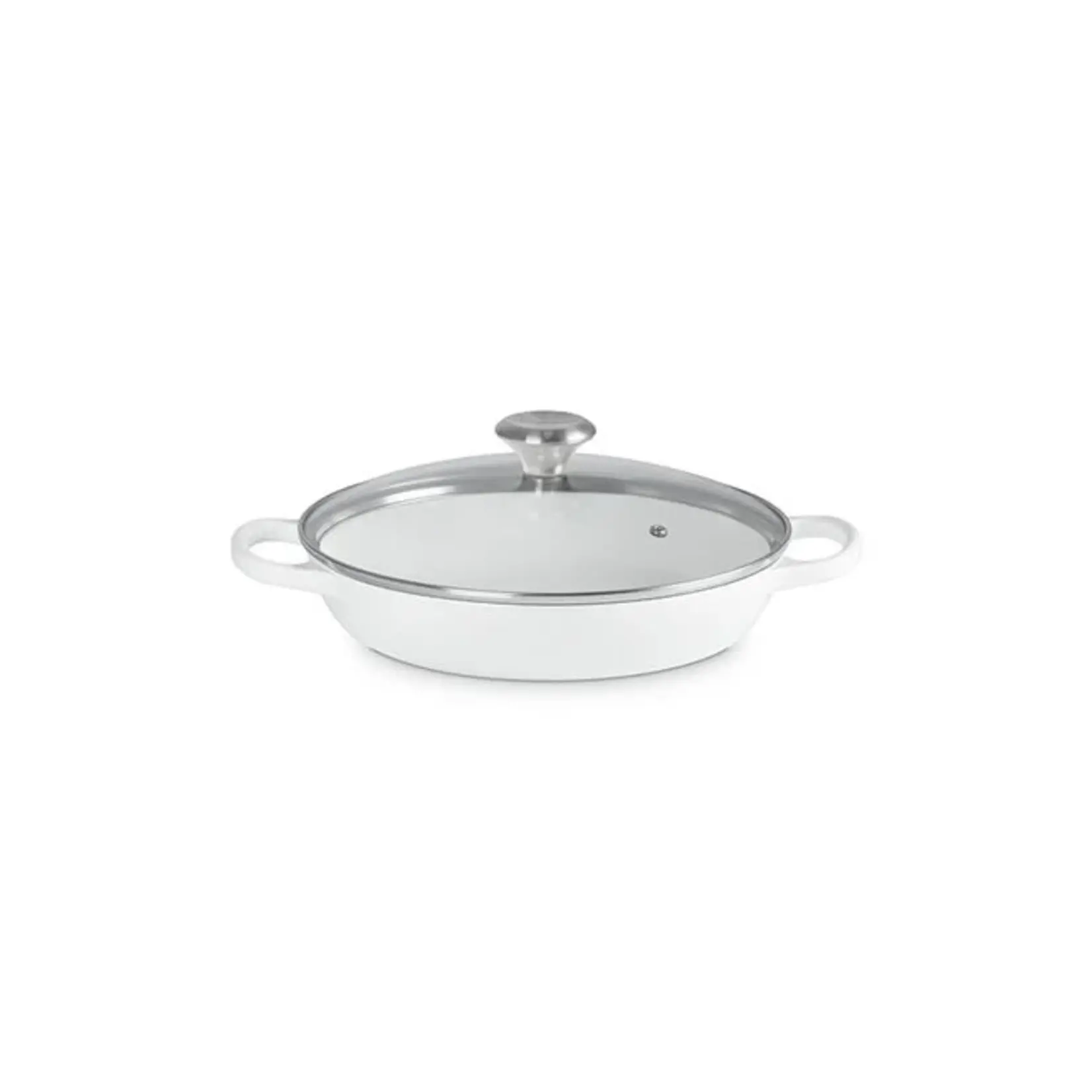 Le Creuset Signature Round Braiser, Glass Lid, 2.25 Qt, White