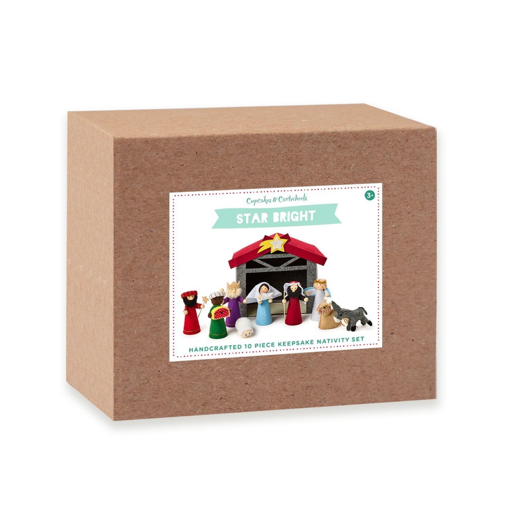 Two's Company Star Bright 10 Pc Hand-crafted Nativity Keepsake Set